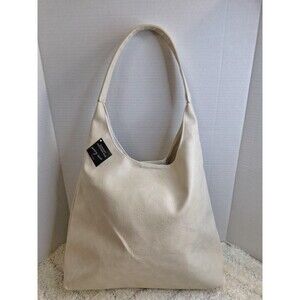 NWT MARY ANN Ivory White Slouchy Shoulder Bag Faux Leather Hobo Casual Workwear